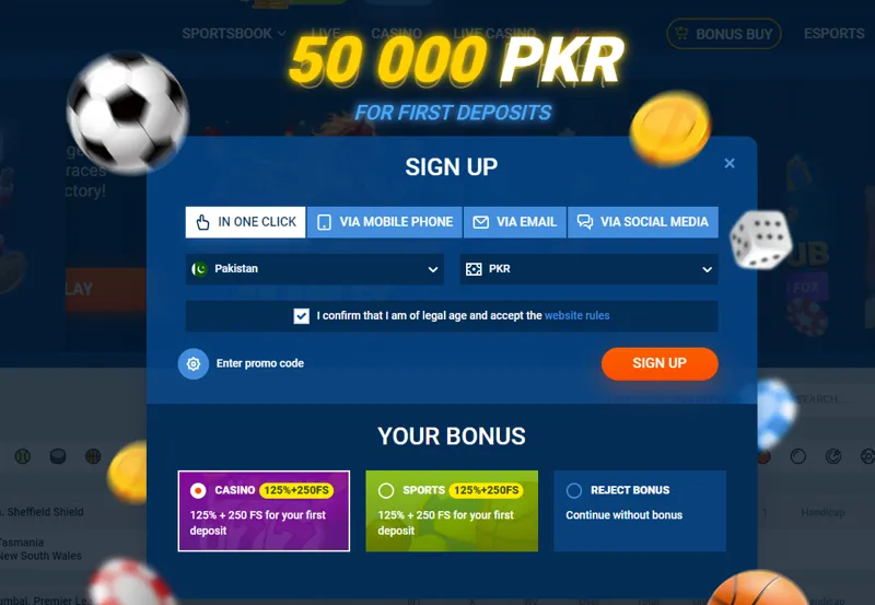 MostBet Registration Form for Pakistani Players