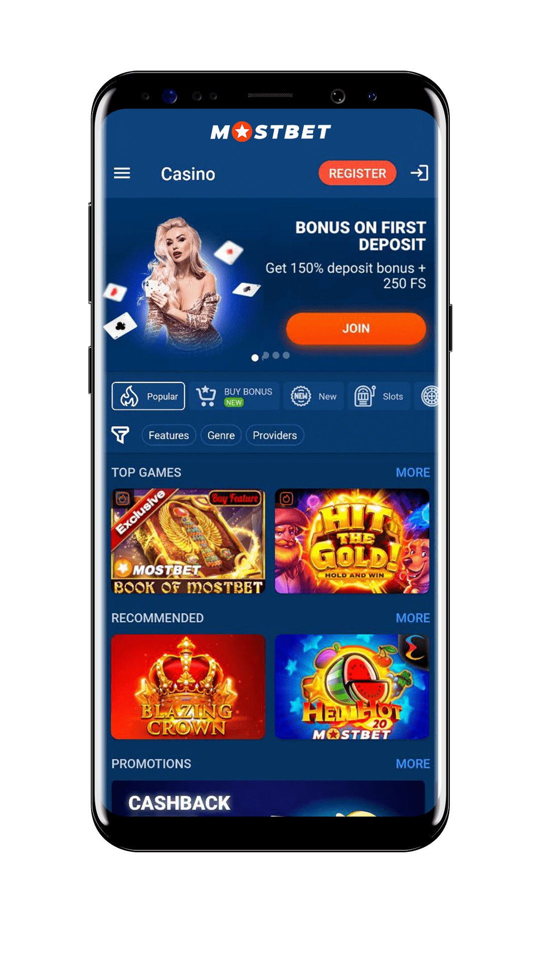 Mostbet Android app preview