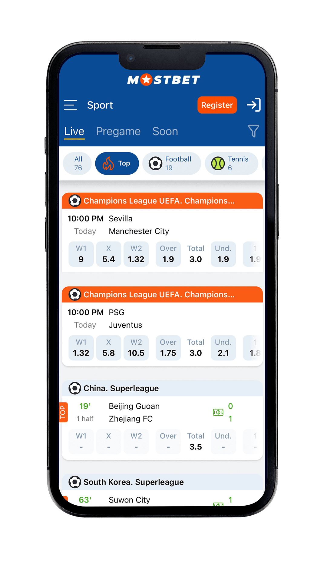 Mostbet iOS app preview