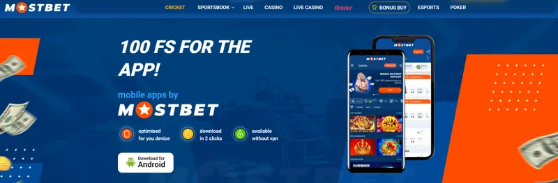 Download the MostBet mobile app to make a deposit