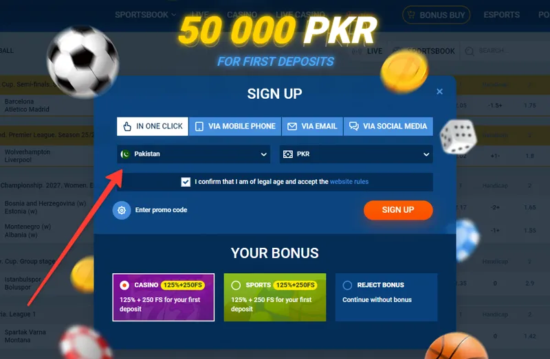 Registration at MostBet for players from Pakistan