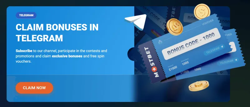 Participate in events on the MostBet Telegram channel and receive rewards