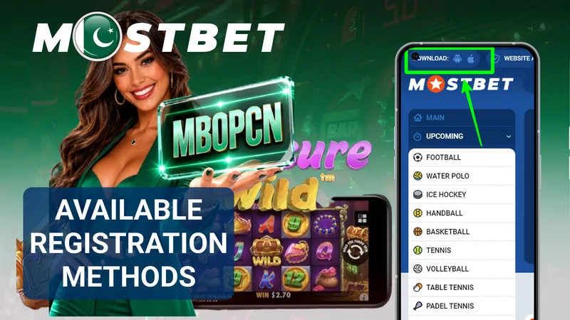 Registration options for Mostbet Pakistan