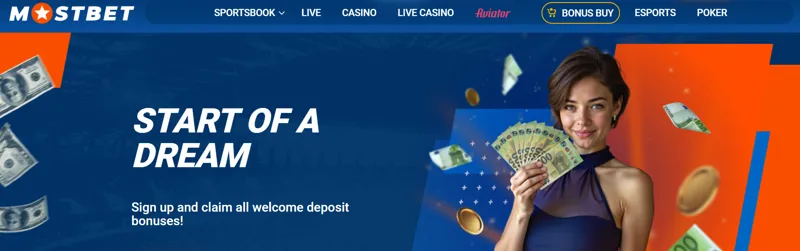 MostBet offers a welcome bonus to new clients from Pakistan