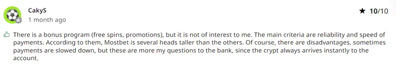 An objective assessment of the MostBet bookmaker's activities from its client