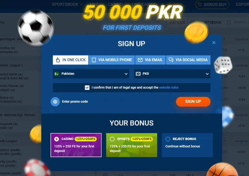 Registration options on the MostBet website