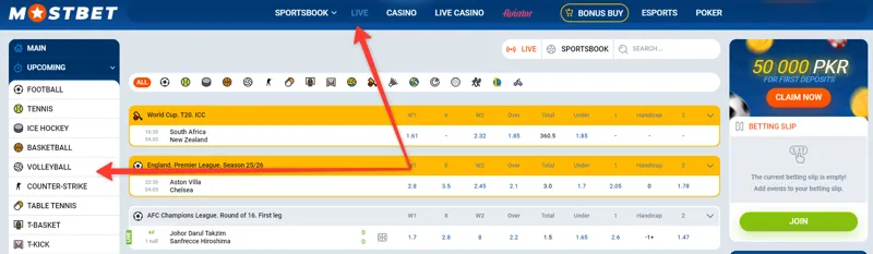 Live Volleyball Betting at MostBet