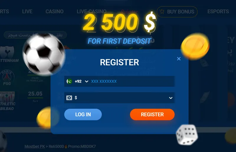 Registration form for new players from Pakistan