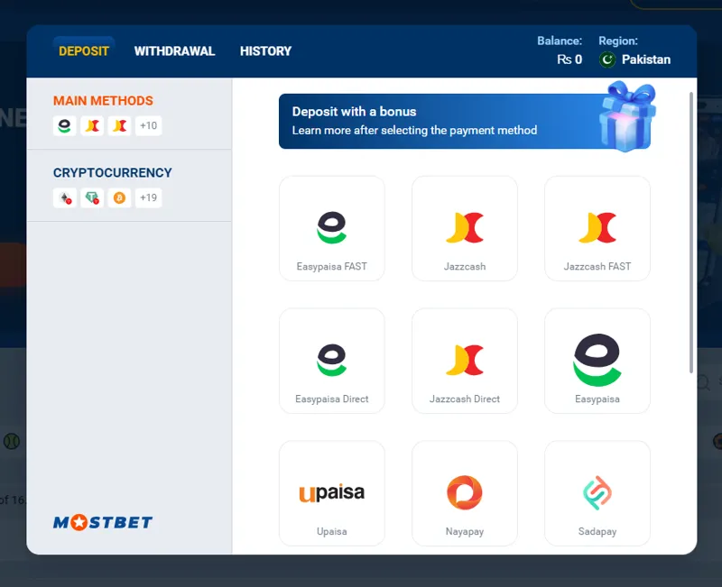Payment systems for withdrawing winnings for players from Pakistan