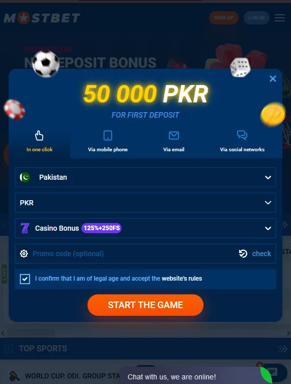Registration in the MostBet application